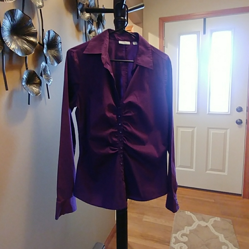 Purple Cinched Button Up